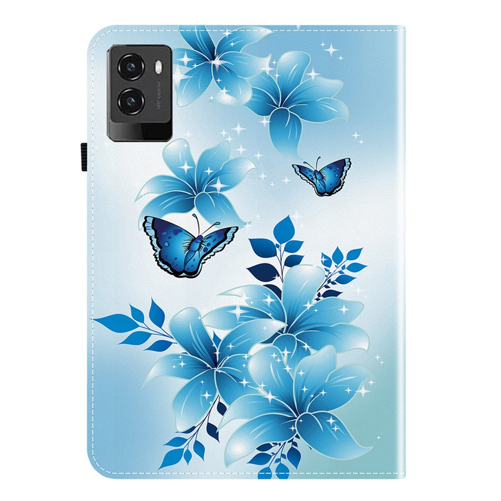 For Lenovo Legion Y700 (2025) Leather Case Pattern Printed Stand Tablet Cover with Card Slots - Blue Butterfly
