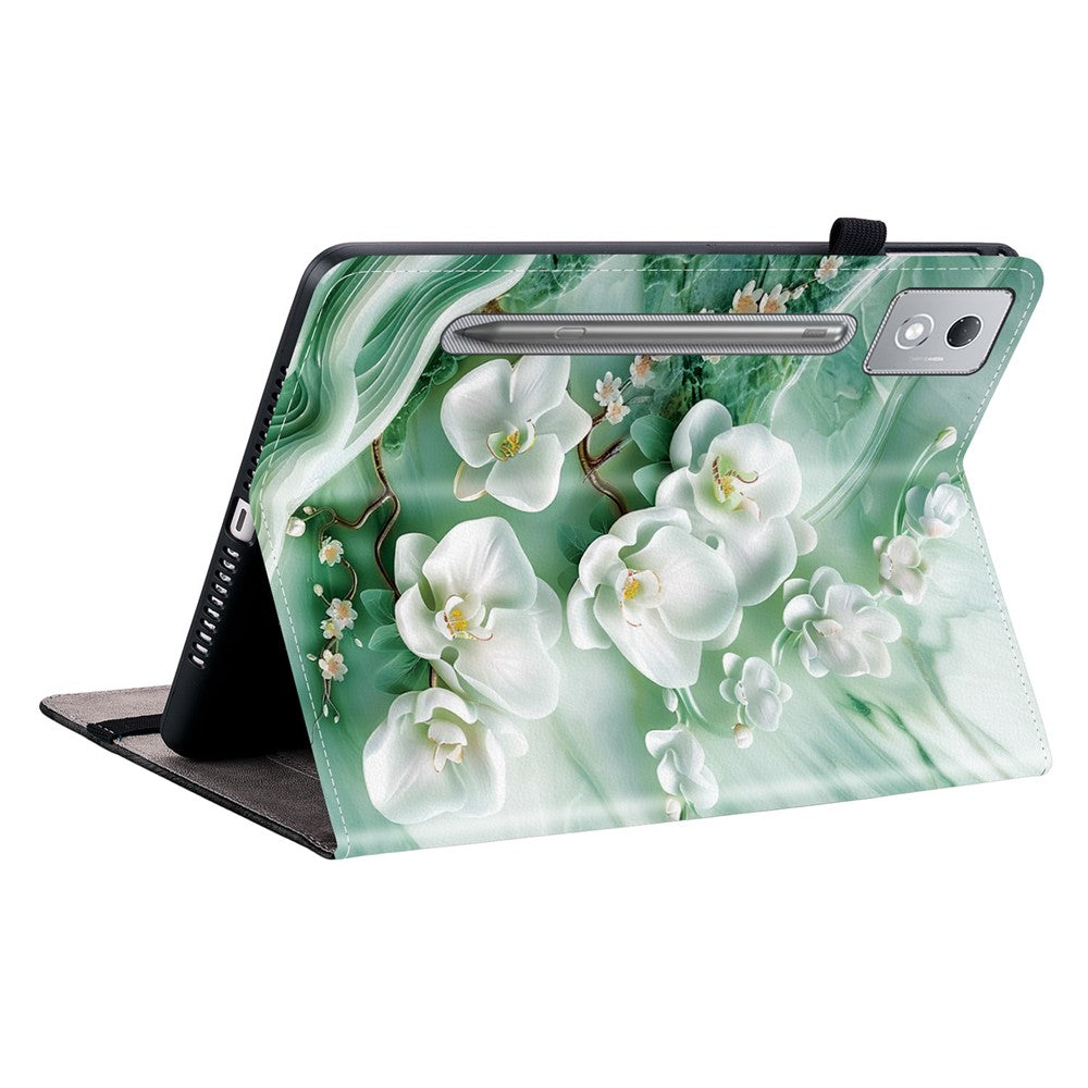 Leather Case For Lenovo Idea Tab Pro  /  Tab P12 Pro 12.7 2025  /  Xiaoxin Pad Pro 12.7 (2025) Pattern Printed Stand Tablet Cover - Jade Flower