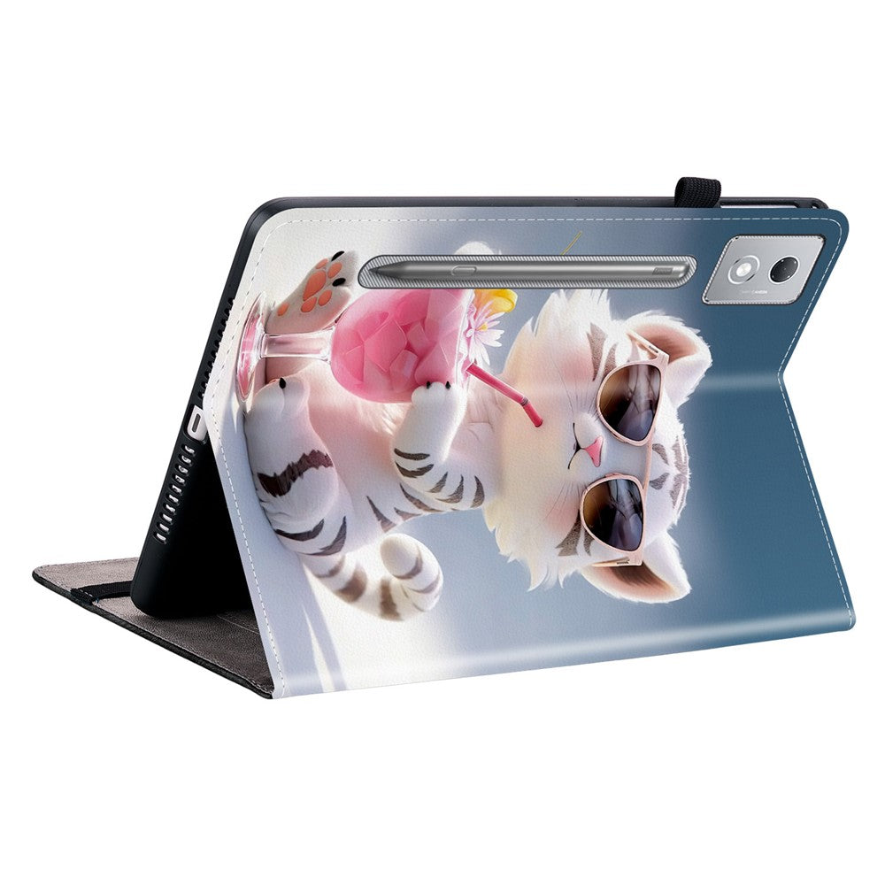 Leather Case For Lenovo Idea Tab Pro  /  Tab P12 Pro 12.7 2025  /  Xiaoxin Pad Pro 12.7 (2025) Pattern Printed Stand Tablet Cover - Cartoon Tiger
