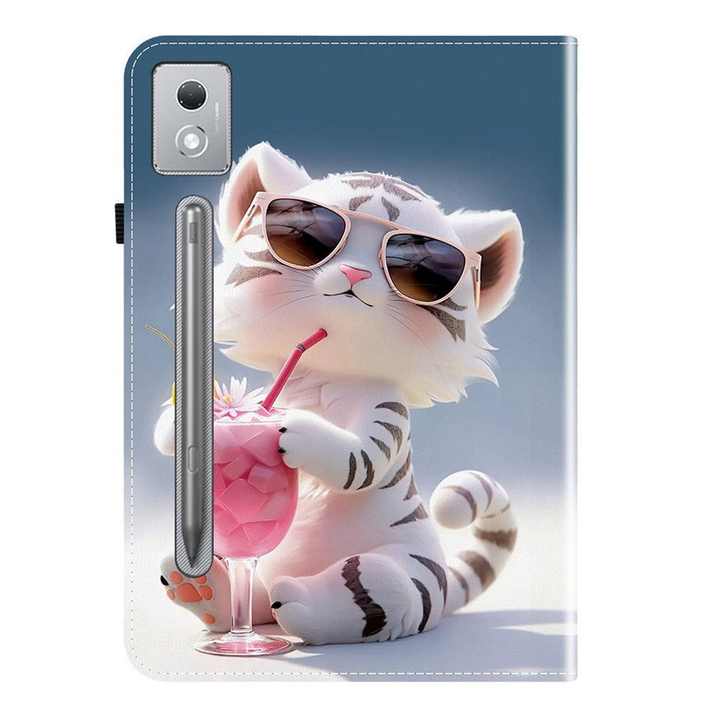 Leather Case For Lenovo Idea Tab Pro  /  Tab P12 Pro 12.7 2025  /  Xiaoxin Pad Pro 12.7 (2025) Pattern Printed Stand Tablet Cover - Cartoon Tiger