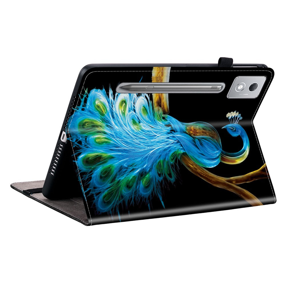 Leather Case For Lenovo Idea Tab Pro  /  Tab P12 Pro 12.7 2025  /  Xiaoxin Pad Pro 12.7 (2025) Pattern Printed Stand Tablet Cover - Peacock