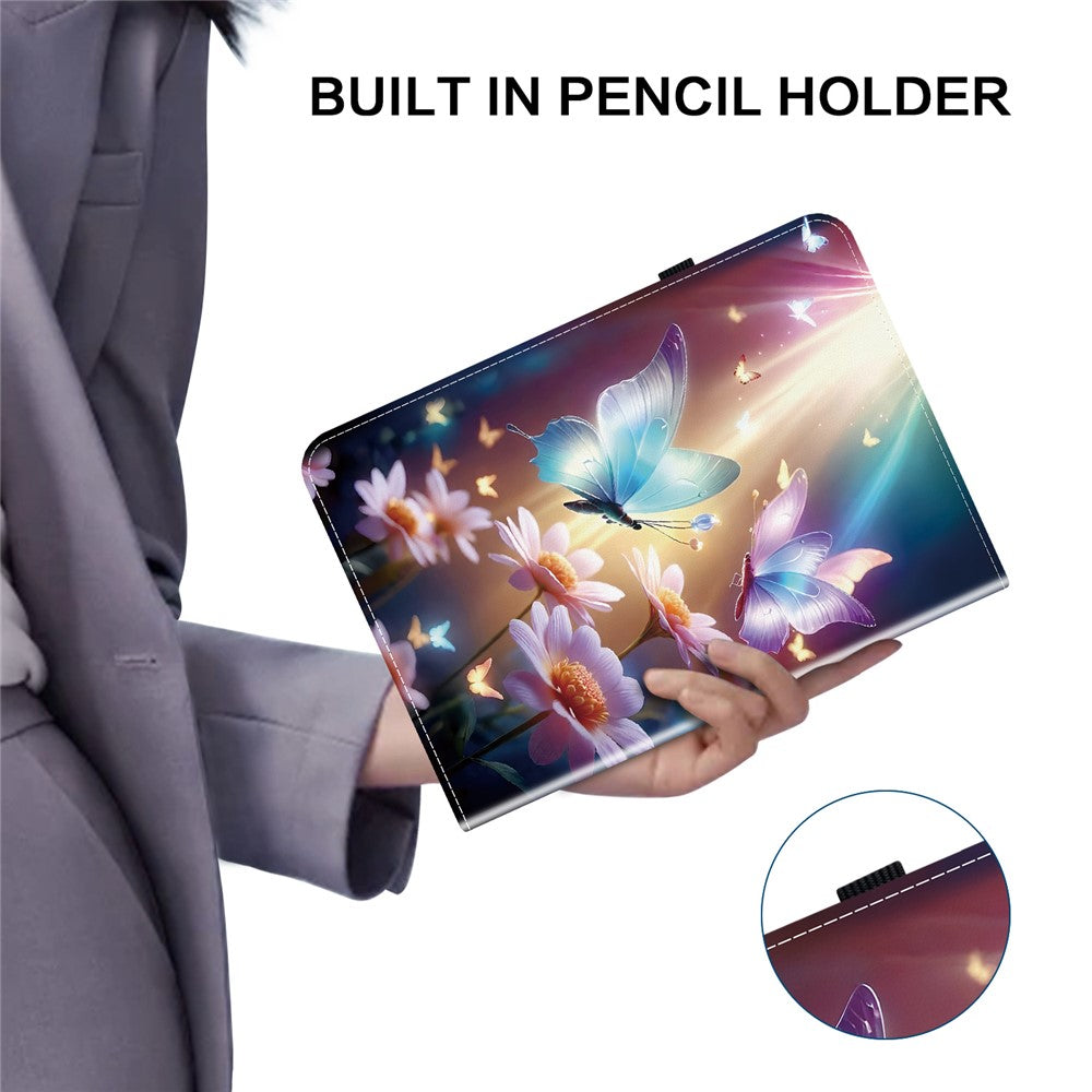 For Lenovo Tab K11 Plus / M11 Plus Leather Case Pattern Printed Stand Tablet Cover with Card Slots - Butterfly Floral