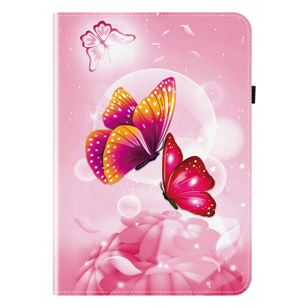 For Lenovo Tab K11 Plus / M11 Plus Leather Case Pattern Printed Stand Tablet Cover with Card Slots - Pink Butterfly