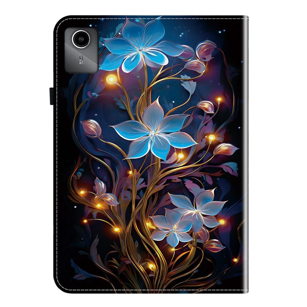 For Lenovo Tab M11 TB-330FC / Xiaoxin Pad 11 2024 TB-331FC Leather Case Pattern Printed Stand Tablet Cover with Card Slots - Small Lantern Flower