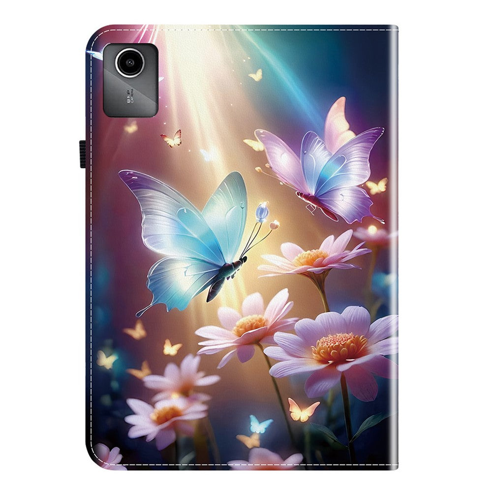 For Lenovo Tab M11 TB-330FC / Xiaoxin Pad 11 2024 TB-331FC Leather Case Pattern Printed Stand Tablet Cover with Card Slots - Butterfly Floral