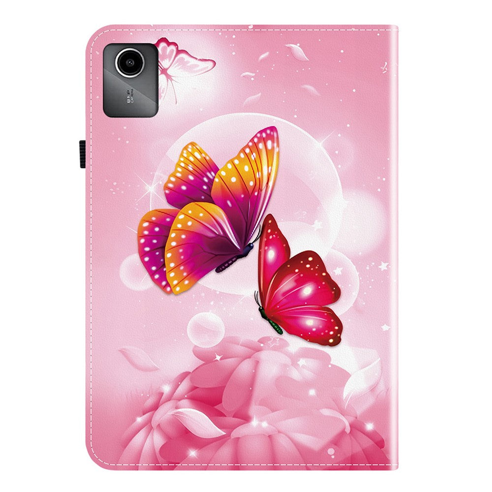 For Lenovo Tab M11 TB-330FC / Xiaoxin Pad 11 2024 TB-331FC Leather Case Pattern Printed Stand Tablet Cover with Card Slots - Pink Butterfly