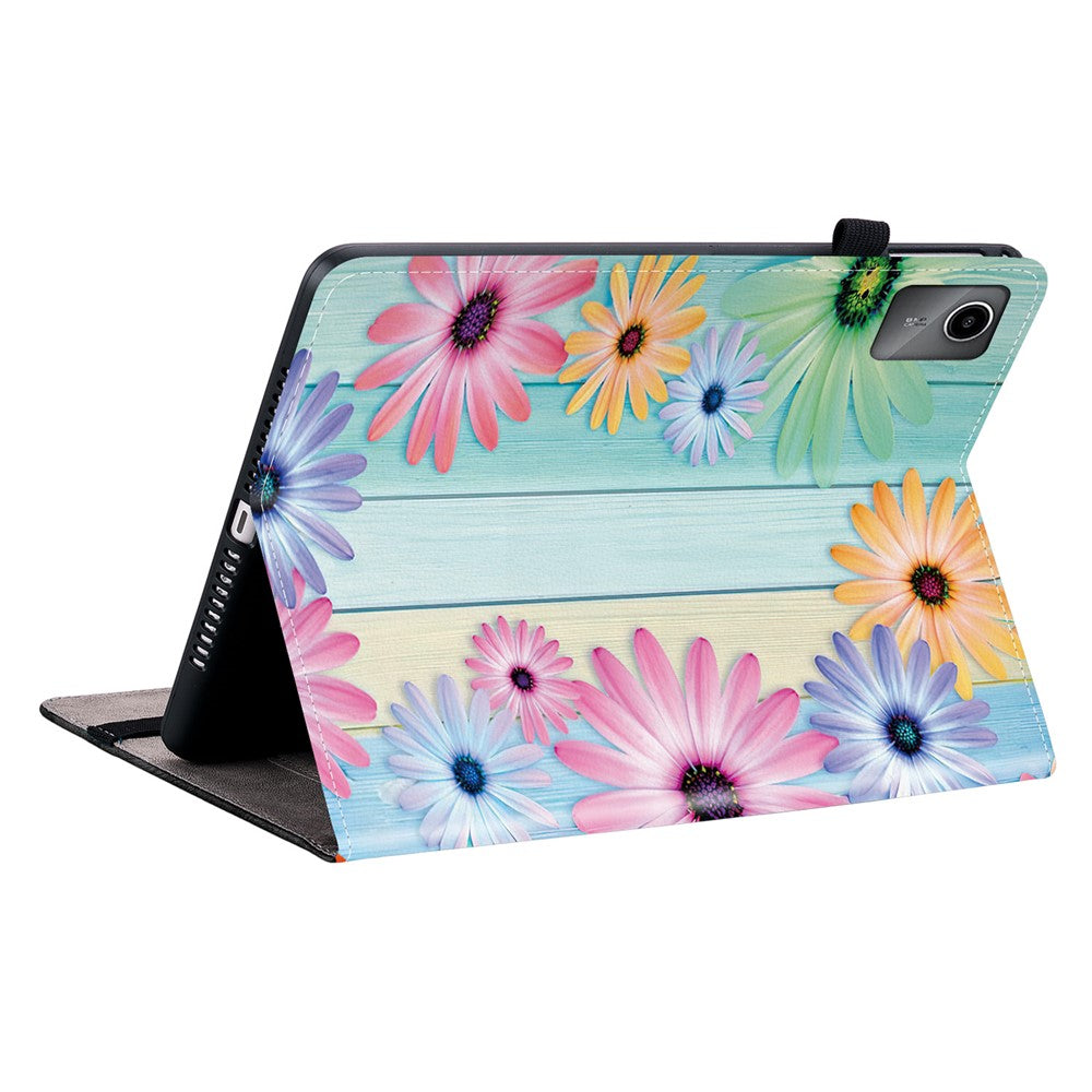 For Lenovo Tab M11 TB-330FC / Xiaoxin Pad 11 2024 TB-331FC Leather Case Pattern Printed Stand Tablet Cover with Card Slots - Sunflower