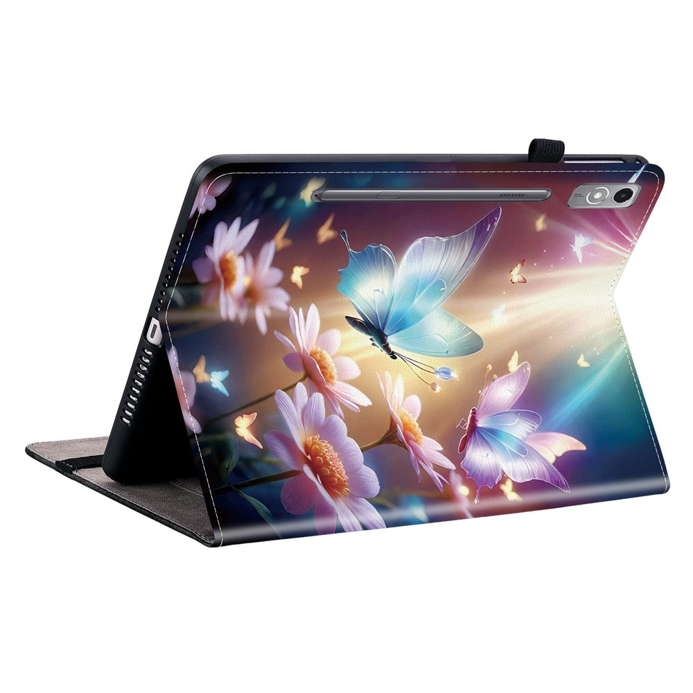 For Lenovo Tab P12 Leather Case Pattern Printed Stand Tablet Cover with Card Slots - Butterfly Floral