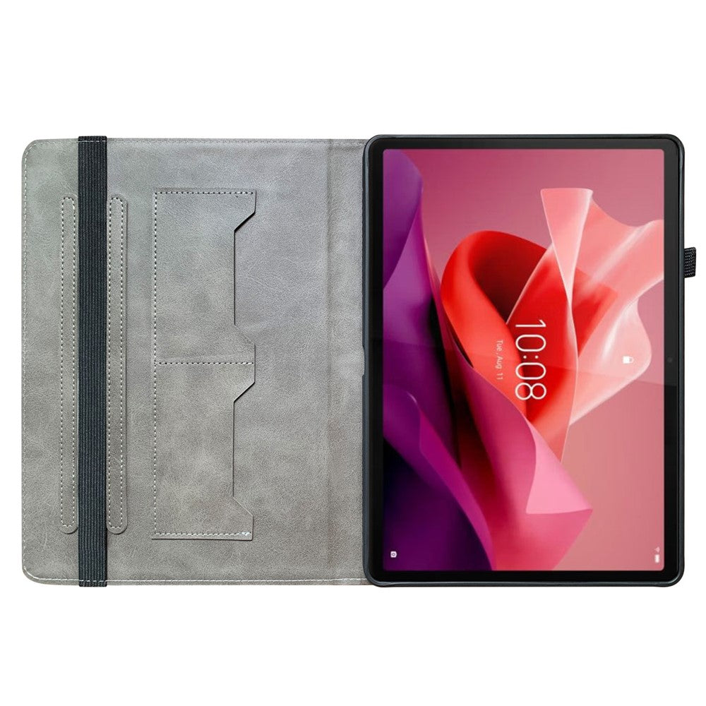 For Lenovo Tab P12 Leather Case Pattern Printed Stand Tablet Cover with Card Slots - Small Lantern Flower