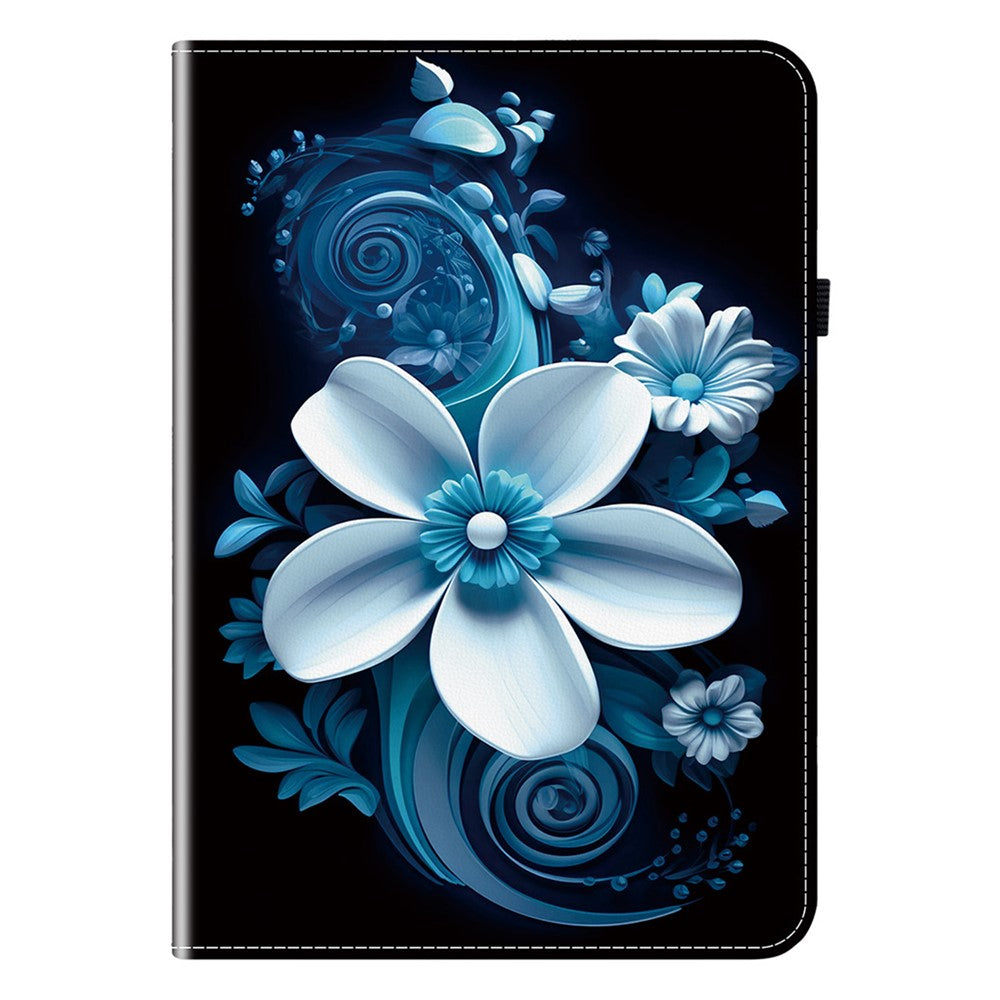 For Lenovo Tab M9 Leather Case Pattern Printed Stand Tablet Cover with Card Slots - Black Orchid