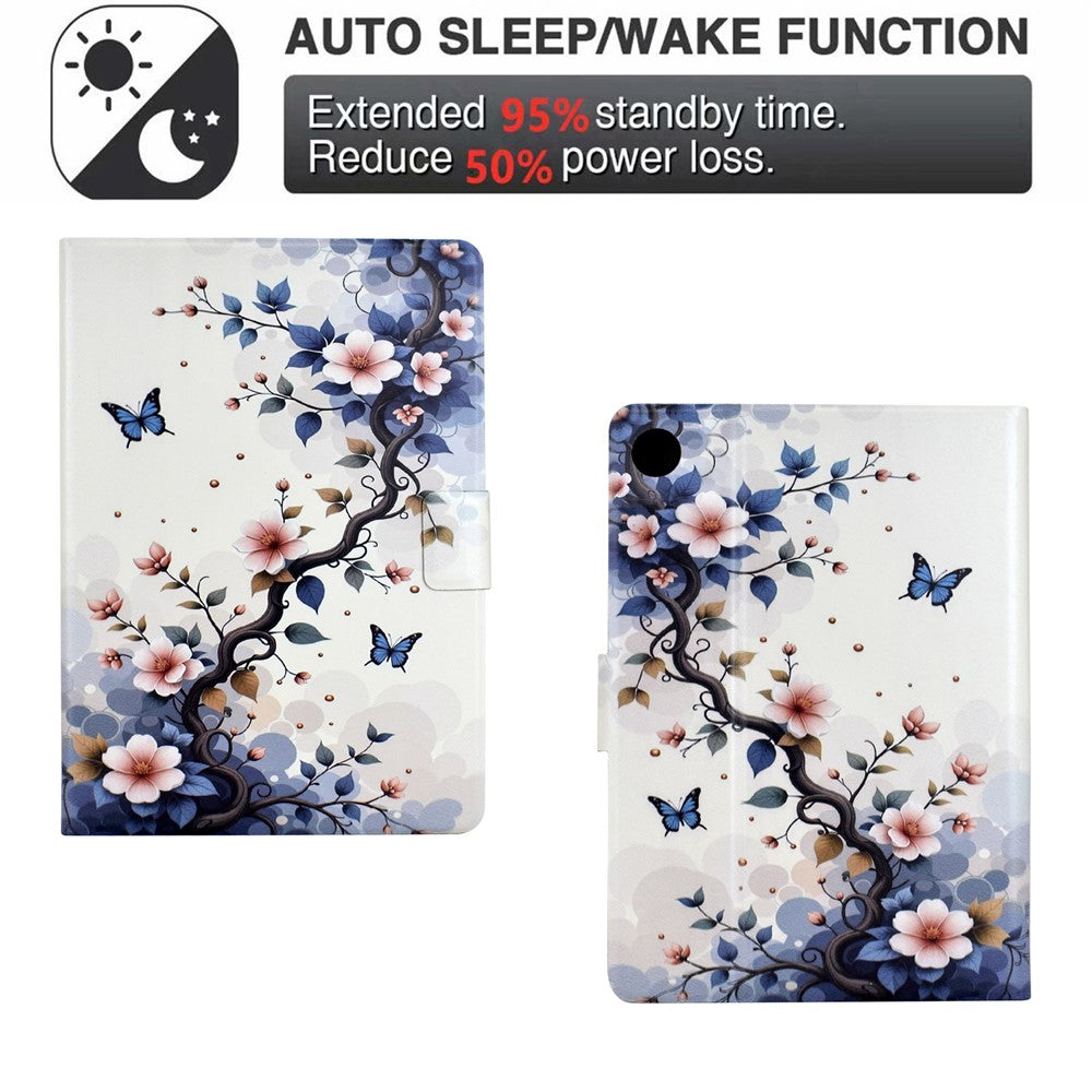 Stand Case for Lenovo Tab M10 Plus (3rd Gen) Pattern Printing Tablet Leather Cover with Auto Wake / Sleep - Pink Flower