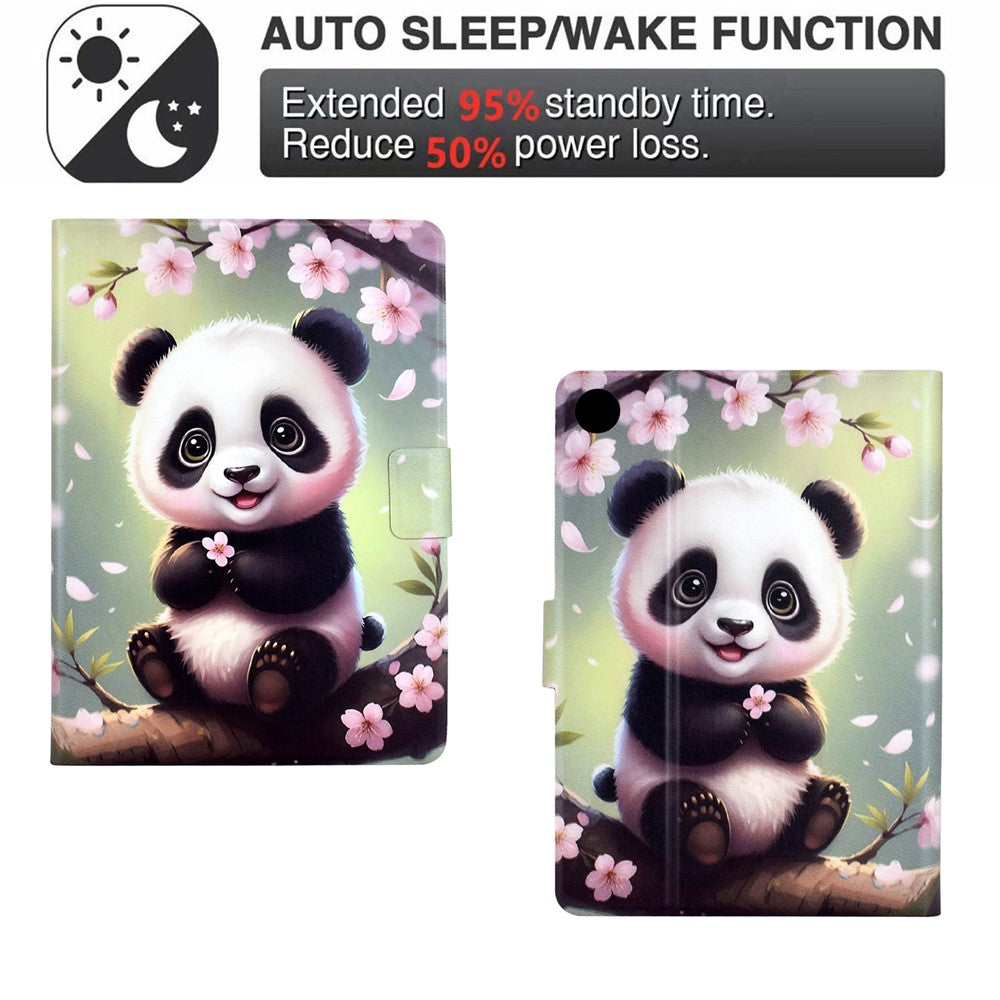 Stand Case for Lenovo Tab M10 Plus (3rd Gen) Pattern Printing Tablet Leather Cover with Auto Wake / Sleep - Sakura Panda
