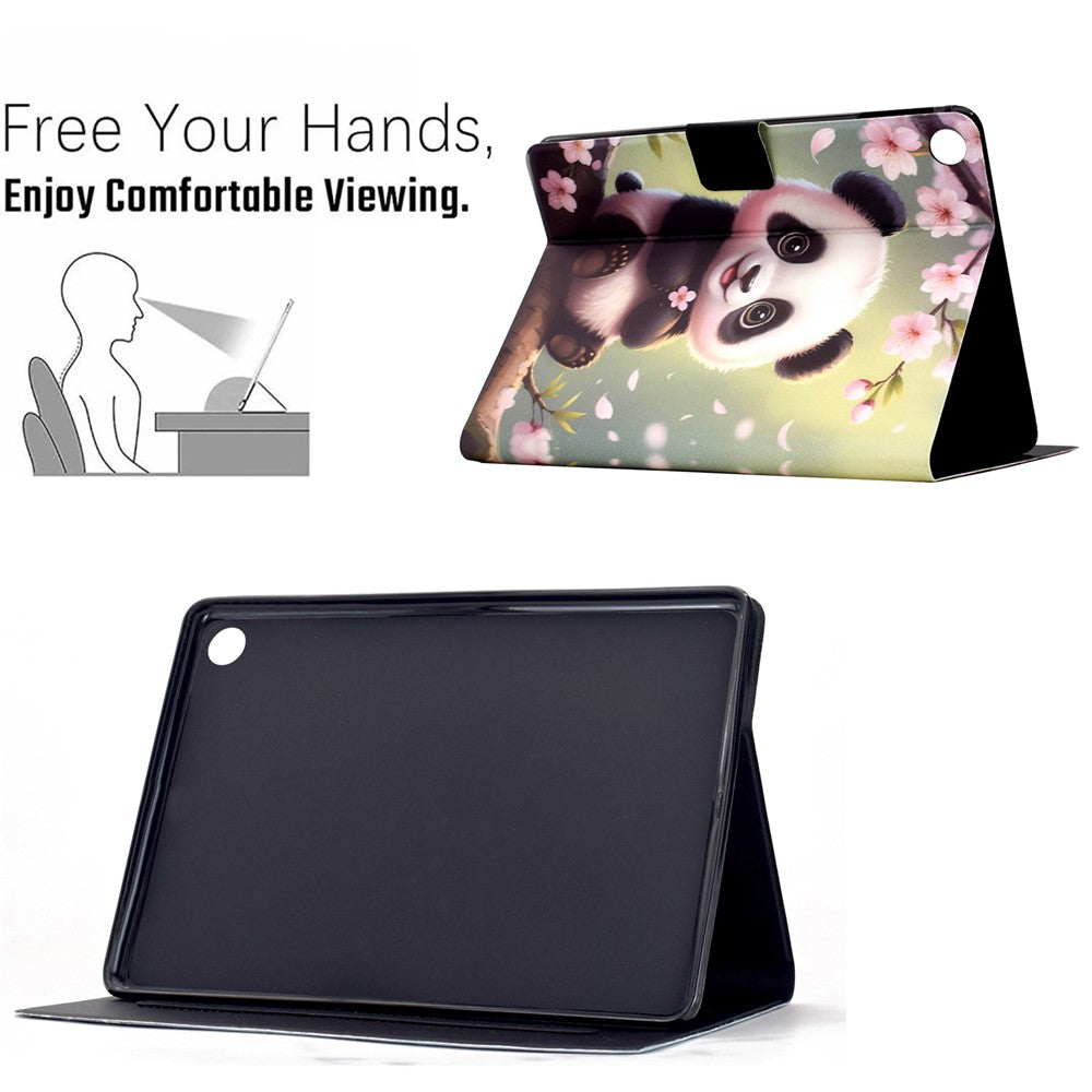 Stand Case for Lenovo Tab M10 Plus (3rd Gen) Pattern Printing Tablet Leather Cover with Auto Wake / Sleep - Sakura Panda