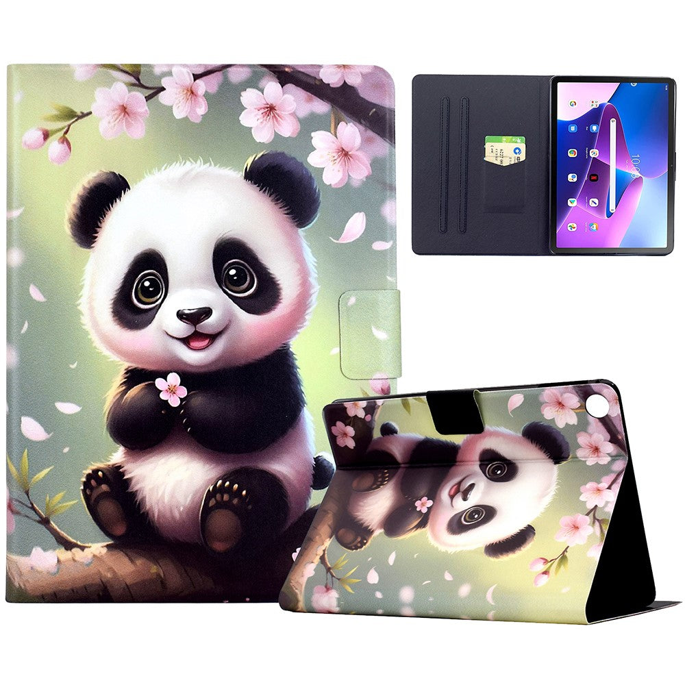 Stand Case for Lenovo Tab M10 (Gen 3) Pattern Printing Tablet Leather Cover with Auto Wake / Sleep - Sakura Panda