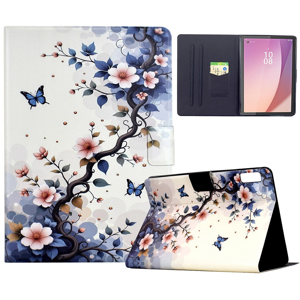 For Lenovo Tab M9 TB-310FU Stand Case Pattern Printing Tablet Leather Cover with Auto Wake / Sleep - Pink Flower