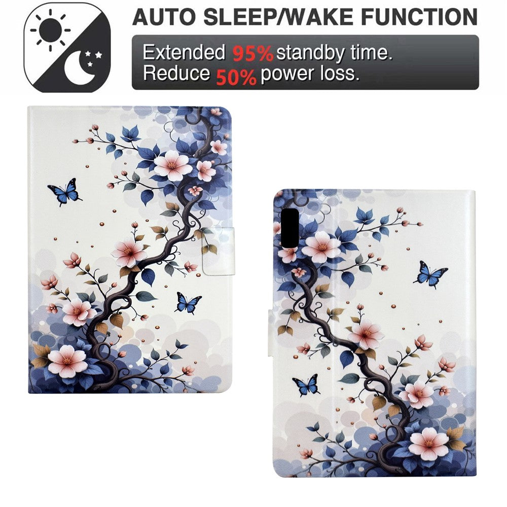 For Lenovo Tab M9 TB-310FU Stand Case Pattern Printing Tablet Leather Cover with Auto Wake / Sleep - Pink Flower