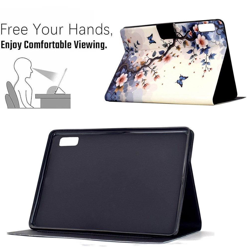 For Lenovo Tab M9 TB-310FU Stand Case Pattern Printing Tablet Leather Cover with Auto Wake / Sleep - Pink Flower