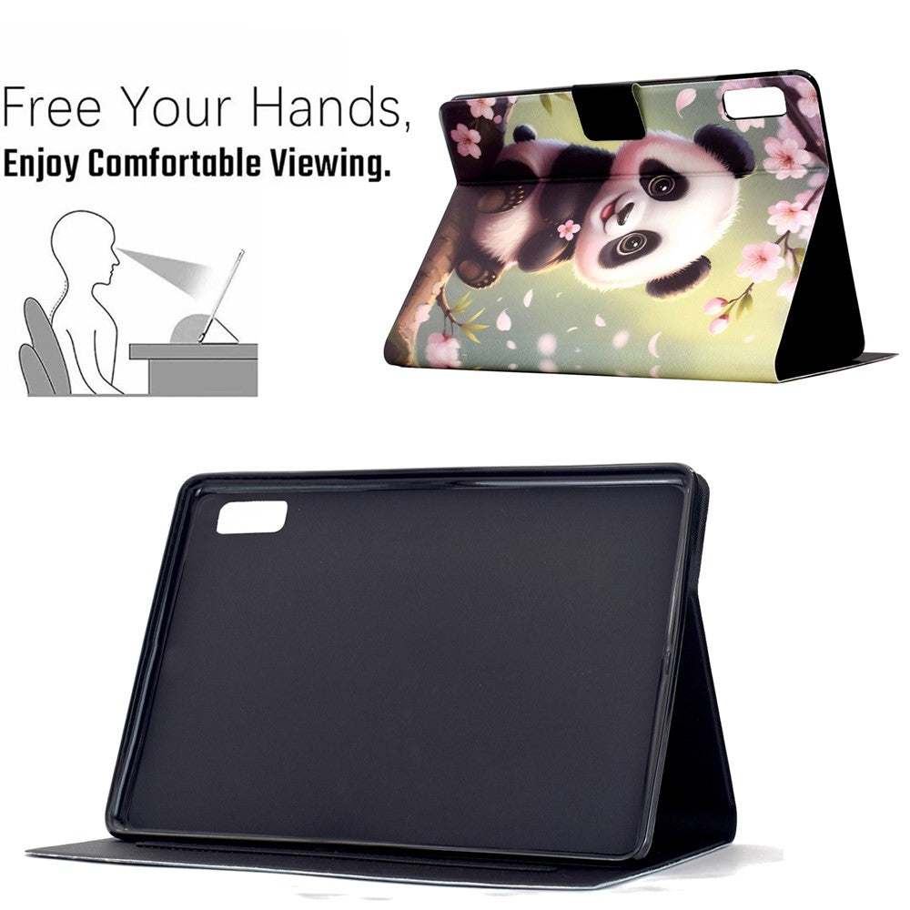 For Lenovo Tab M9 TB-310FU Stand Case Pattern Printing Tablet Leather Cover with Auto Wake / Sleep - Sakura Panda