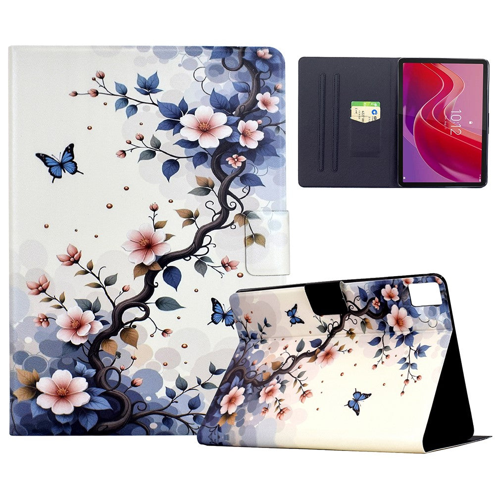 For Lenovo Tab M11 / Xiaoxin Pad 11 2024 Stand Case Pattern Printing Tablet Leather Cover with Auto Wake / Sleep - Pink Flower