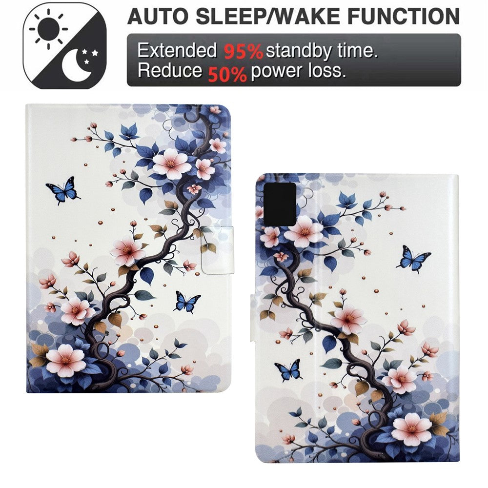 For Lenovo Tab M11 / Xiaoxin Pad 11 2024 Stand Case Pattern Printing Tablet Leather Cover with Auto Wake / Sleep - Pink Flower