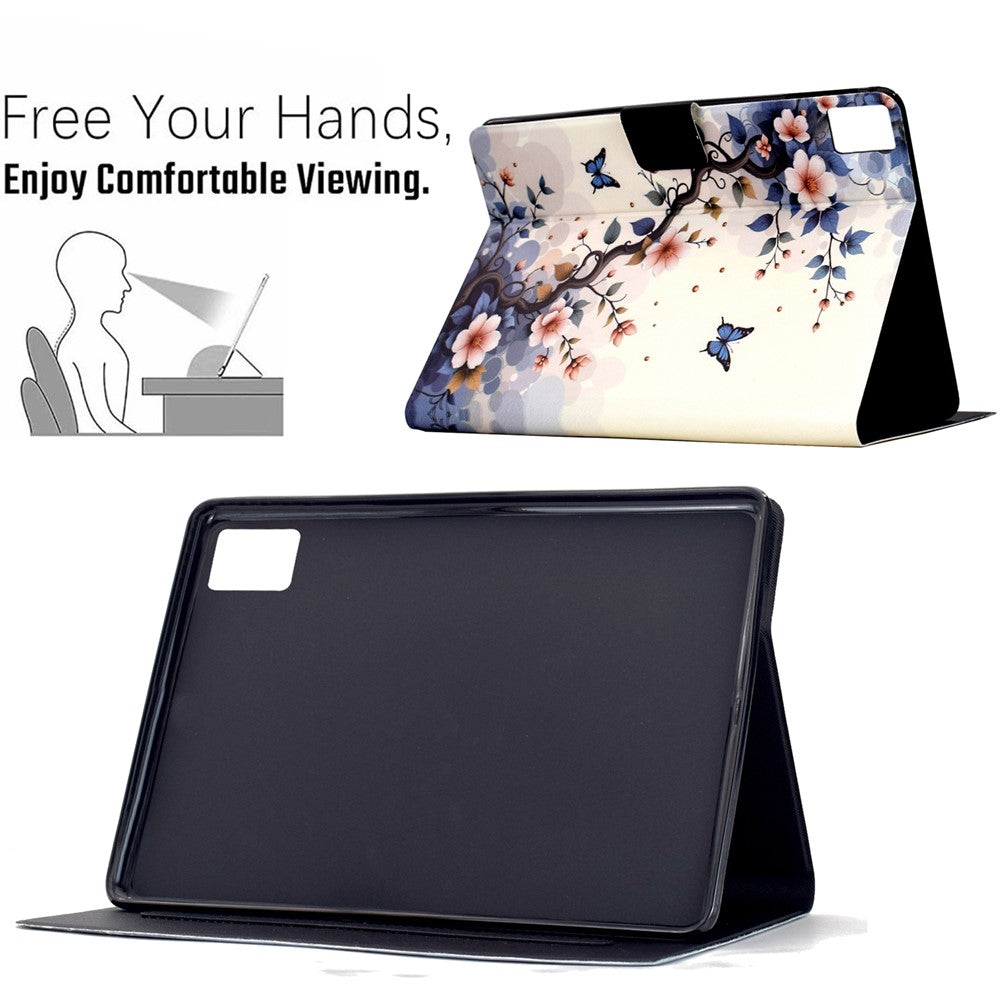 For Lenovo Tab M11 / Xiaoxin Pad 11 2024 Stand Case Pattern Printing Tablet Leather Cover with Auto Wake / Sleep - Pink Flower