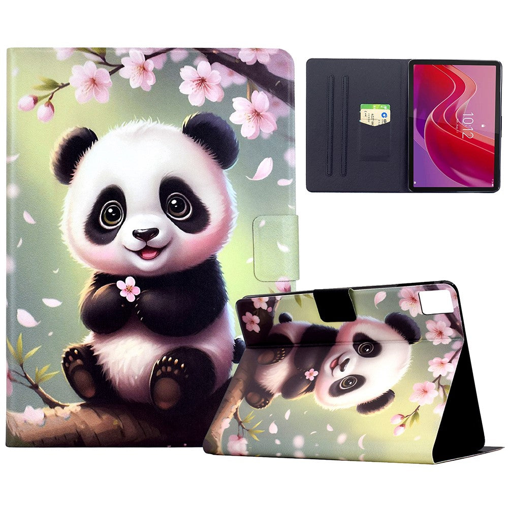 For Lenovo Tab M11 / Xiaoxin Pad 11 2024 Stand Case Pattern Printing Tablet Leather Cover with Auto Wake / Sleep - Sakura Panda