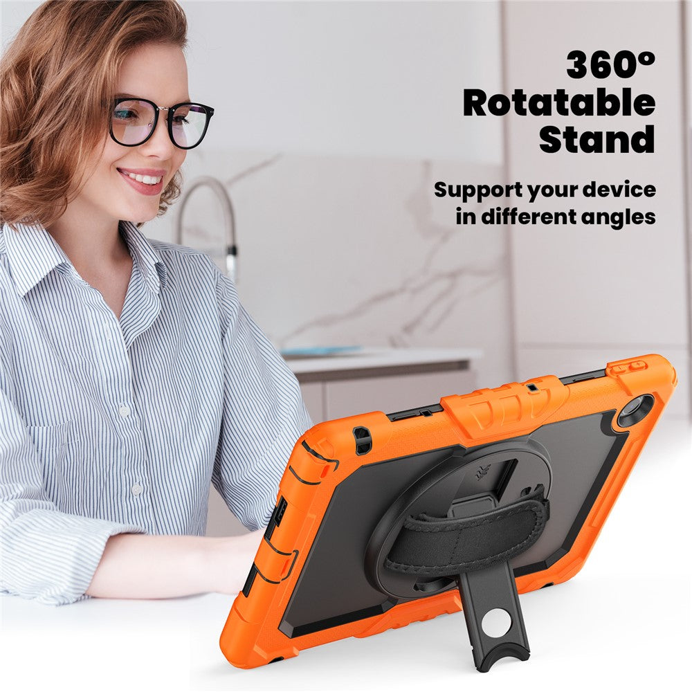 For Lenovo Tab 10.1 (2025) TB-311XU / Tab TB311FU Case PC + Silicone Tablet Cover with PET Anti-Scratch Film and Shoulder Strap - Orange