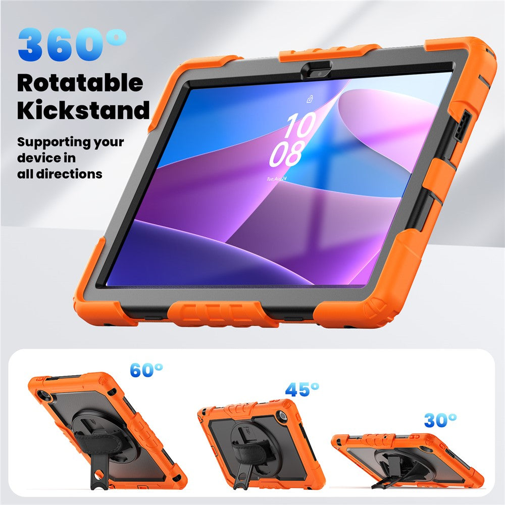 For Lenovo Tab 10.1 (2025) TB-311XU / Tab TB311FU Case PC + Silicone Tablet Cover with PET Anti-Scratch Film and Shoulder Strap - Orange