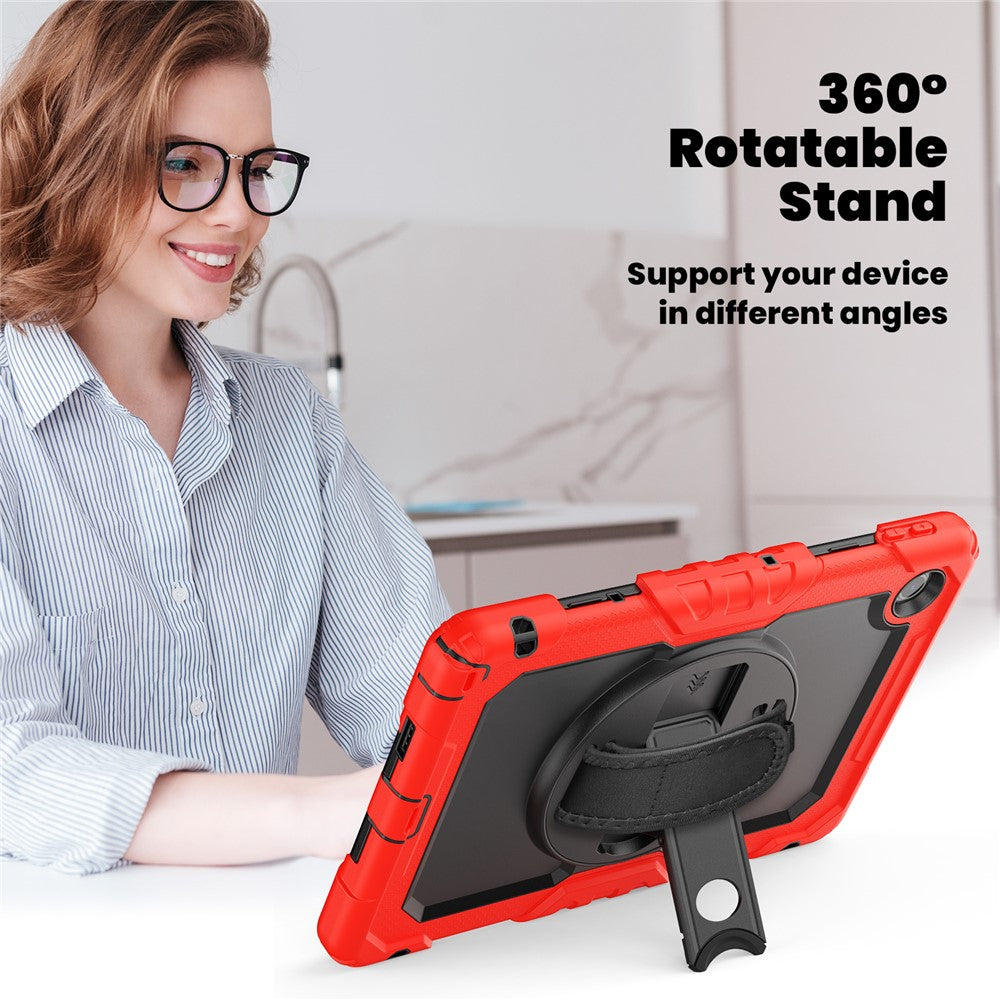 For Lenovo Tab 10.1 (2025) TB-311XU / Tab TB311FU Case PC + Silicone Tablet Cover with PET Anti-Scratch Film and Shoulder Strap - Red
