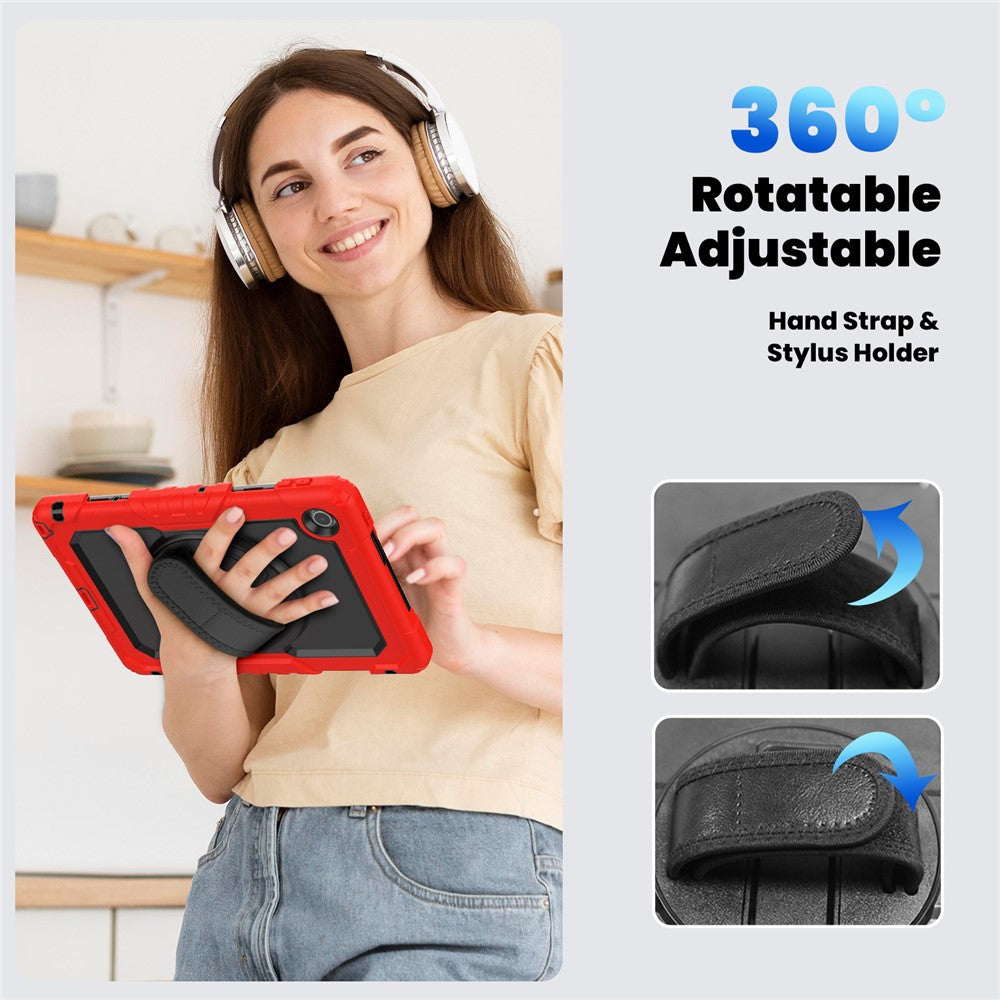 For Lenovo Tab 10.1 (2025) TB-311XU / Tab TB311FU Case PC + Silicone Tablet Cover with PET Anti-Scratch Film and Shoulder Strap - Red