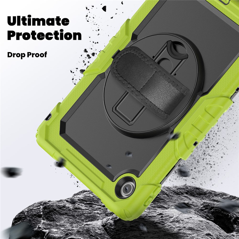 For Lenovo Tab 10.1 (2025) TB-311XU / Tab TB311FU Case PC + Silicone Tablet Cover with PET Anti-Scratch Film and Shoulder Strap - Yellowgreen