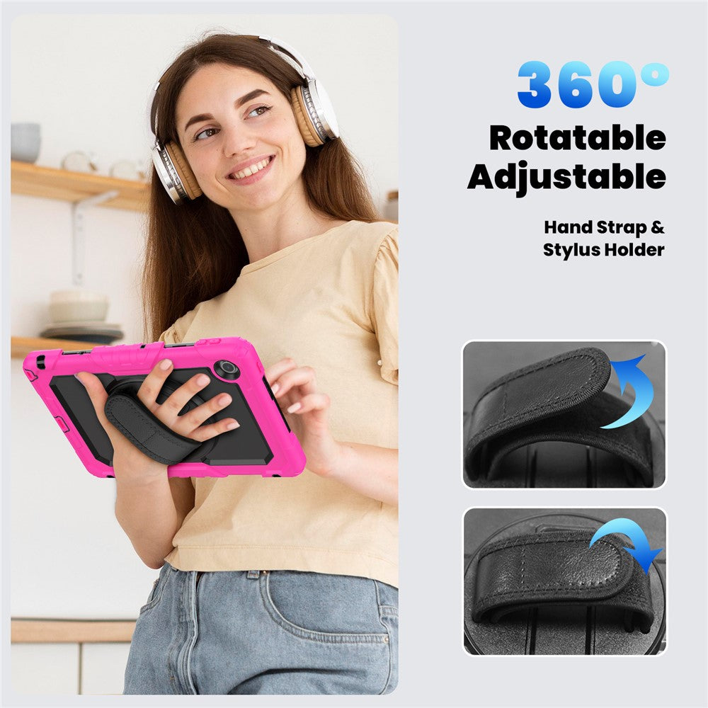 For Lenovo Tab 10.1 (2025) TB-311XU / Tab TB311FU Case PC + Silicone Tablet Cover with PET Anti-Scratch Film and Shoulder Strap - Rose
