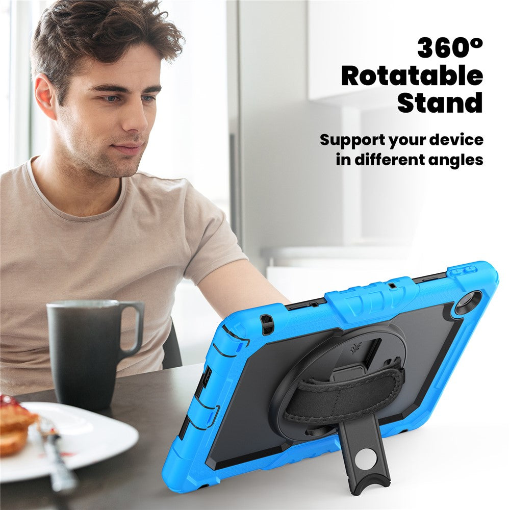 For Lenovo Tab 10.1 (2025) TB-311XU / Tab TB311FU Case PC + Silicone Tablet Cover with PET Anti-Scratch Film and Shoulder Strap - Baby Blue