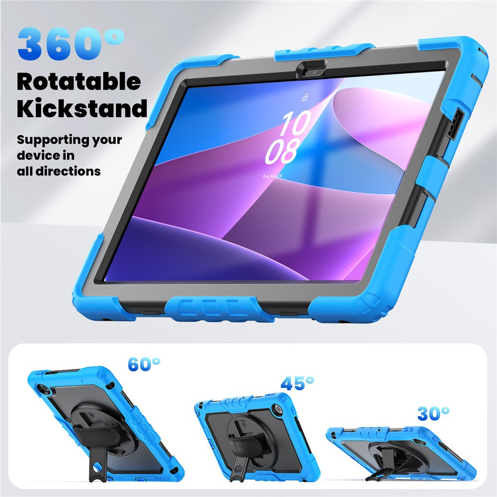For Lenovo Tab 10.1 (2025) TB-311XU / Tab TB311FU Case PC + Silicone Tablet Cover with PET Anti-Scratch Film and Shoulder Strap - Baby Blue