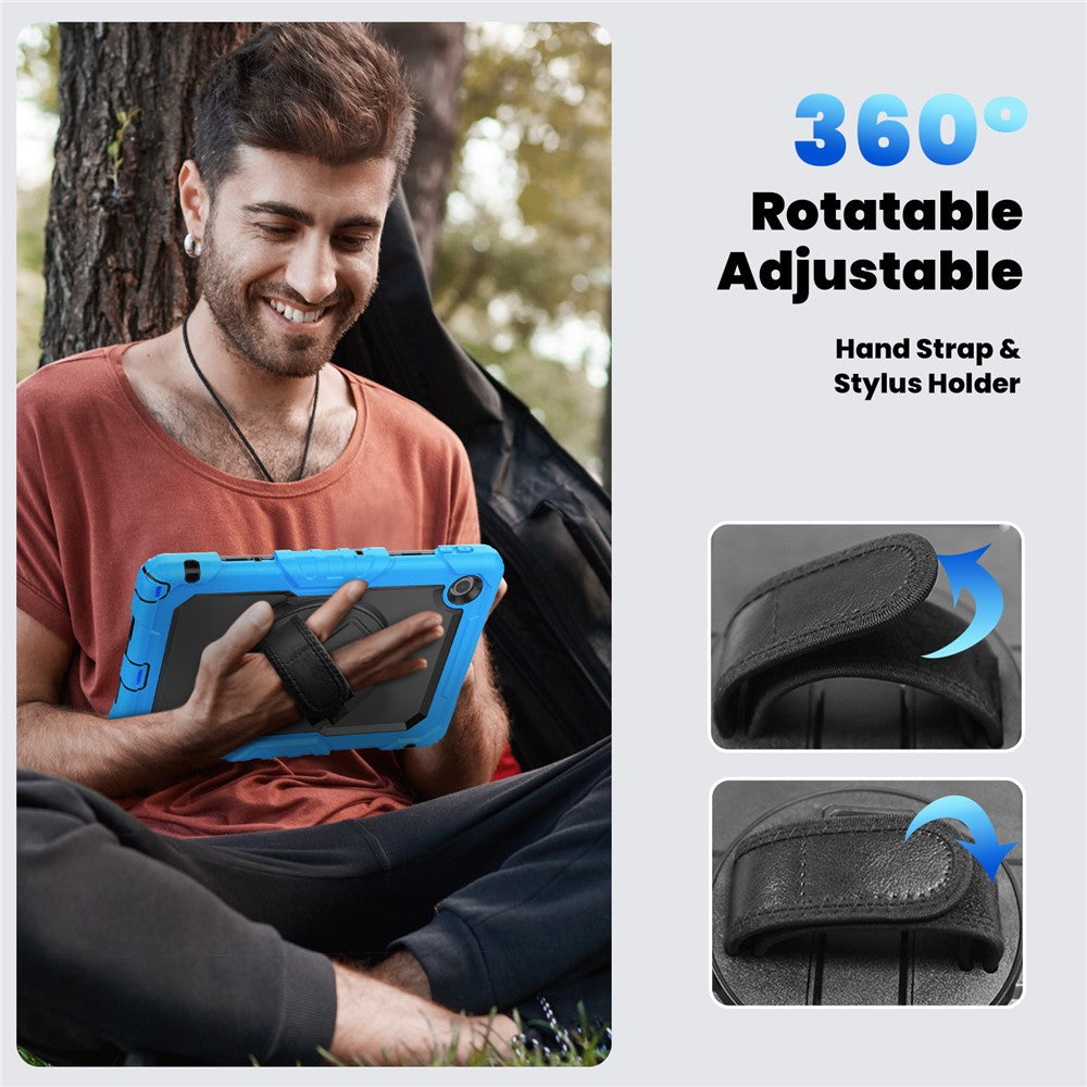 For Lenovo Tab 10.1 (2025) TB-311XU / Tab TB311FU Case PC + Silicone Tablet Cover with PET Anti-Scratch Film and Shoulder Strap - Baby Blue