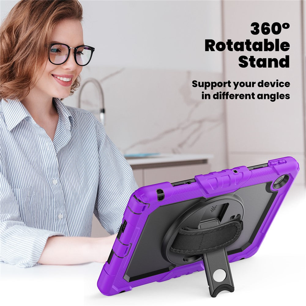 For Lenovo Tab 10.1 (2025) TB-311XU / Tab TB311FU Case PC + Silicone Tablet Cover with PET Anti-Scratch Film and Shoulder Strap - Purple