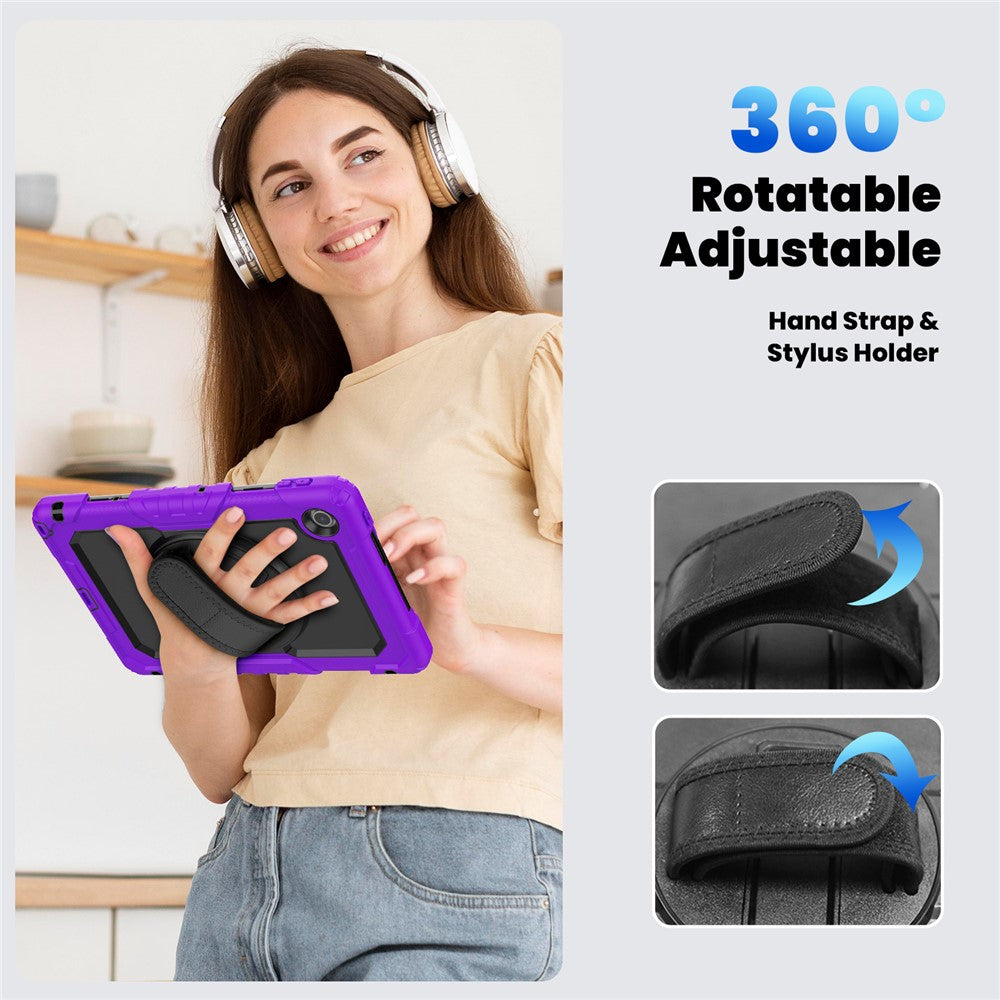 For Lenovo Tab 10.1 (2025) TB-311XU / Tab TB311FU Case PC + Silicone Tablet Cover with PET Anti-Scratch Film and Shoulder Strap - Purple