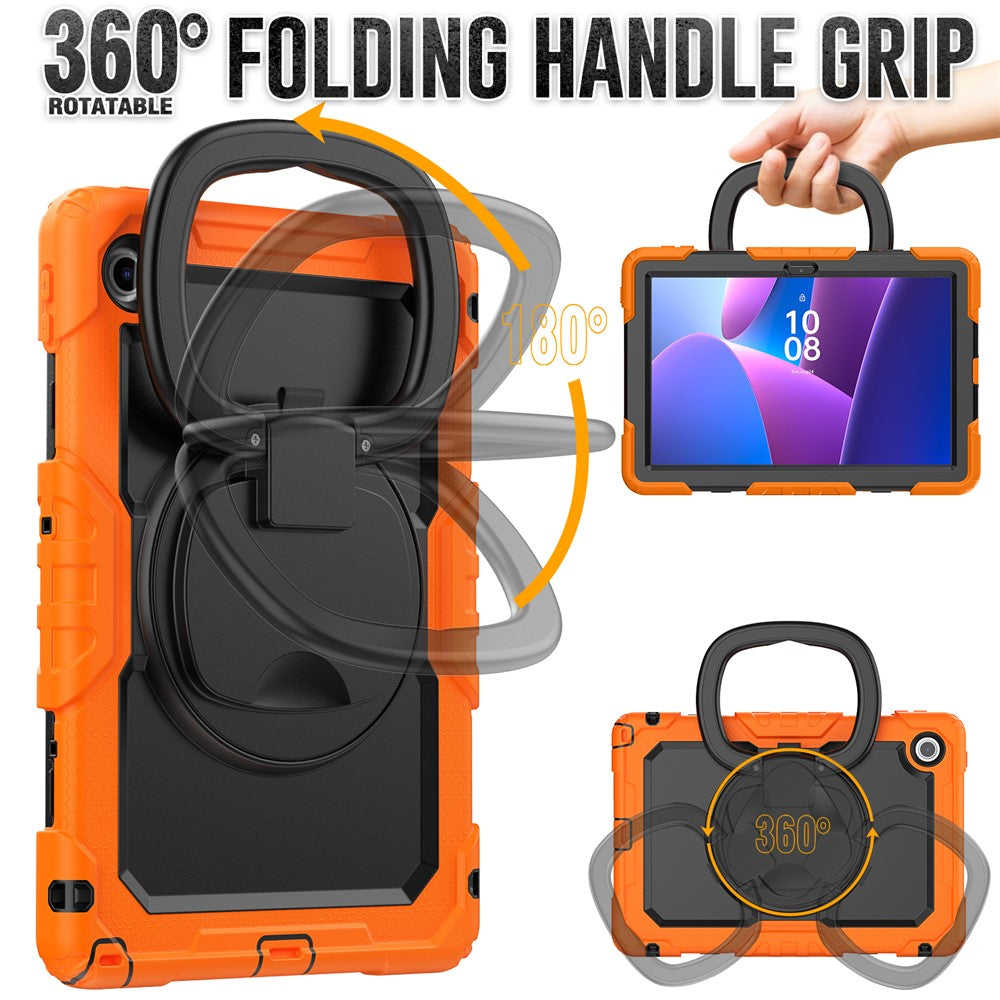 For Lenovo Tab 10.1 (2025) TB-311XU / Tab TB311FU Case Ring Kickstand PC + Silicone Shockproof Tablet Cover - Orange