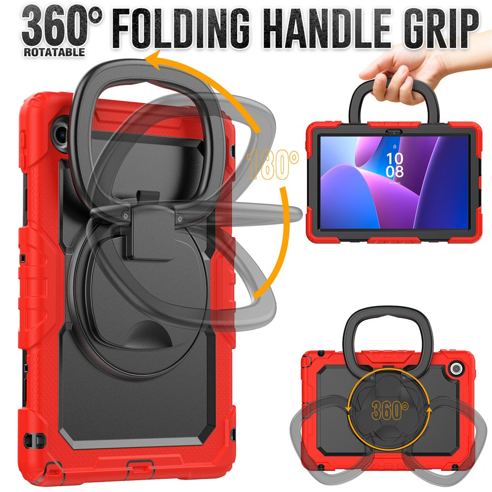 For Lenovo Tab 10.1 (2025) TB-311XU / Tab TB311FU Case Ring Kickstand PC + Silicone Shockproof Tablet Cover - Red