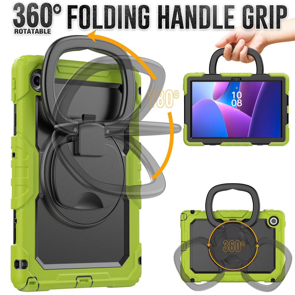 For Lenovo Tab 10.1 (2025) TB-311XU / Tab TB311FU Case Ring Kickstand PC + Silicone Shockproof Tablet Cover - Yellowgreen