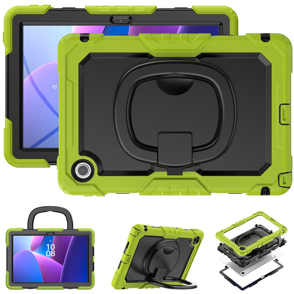 For Lenovo Tab 10.1 (2025) TB-311XU / Tab TB311FU Case Ring Kickstand PC + Silicone Shockproof Tablet Cover - Yellowgreen
