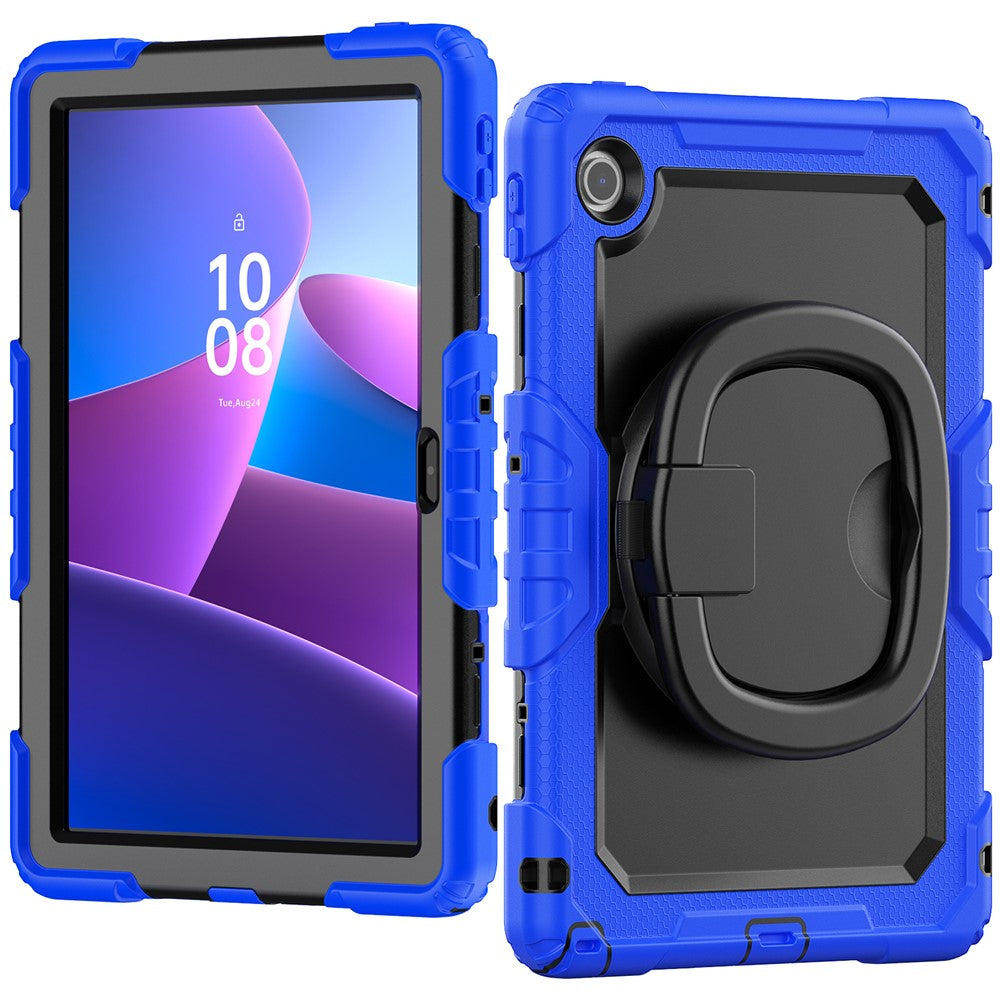 For Lenovo Tab 10.1 (2025) TB-311XU / Tab TB311FU Case Ring Kickstand PC + Silicone Shockproof Tablet Cover - Dark Blue