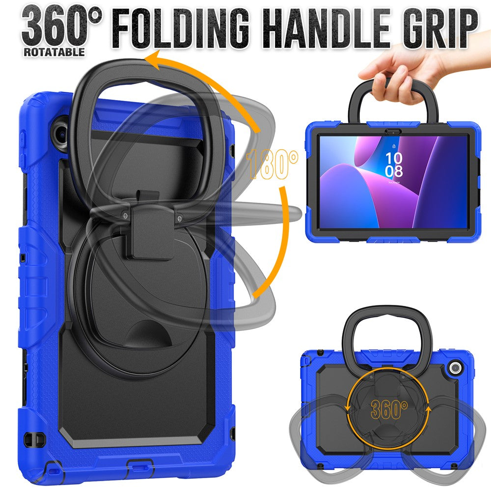 For Lenovo Tab 10.1 (2025) TB-311XU / Tab TB311FU Case Ring Kickstand PC + Silicone Shockproof Tablet Cover - Dark Blue