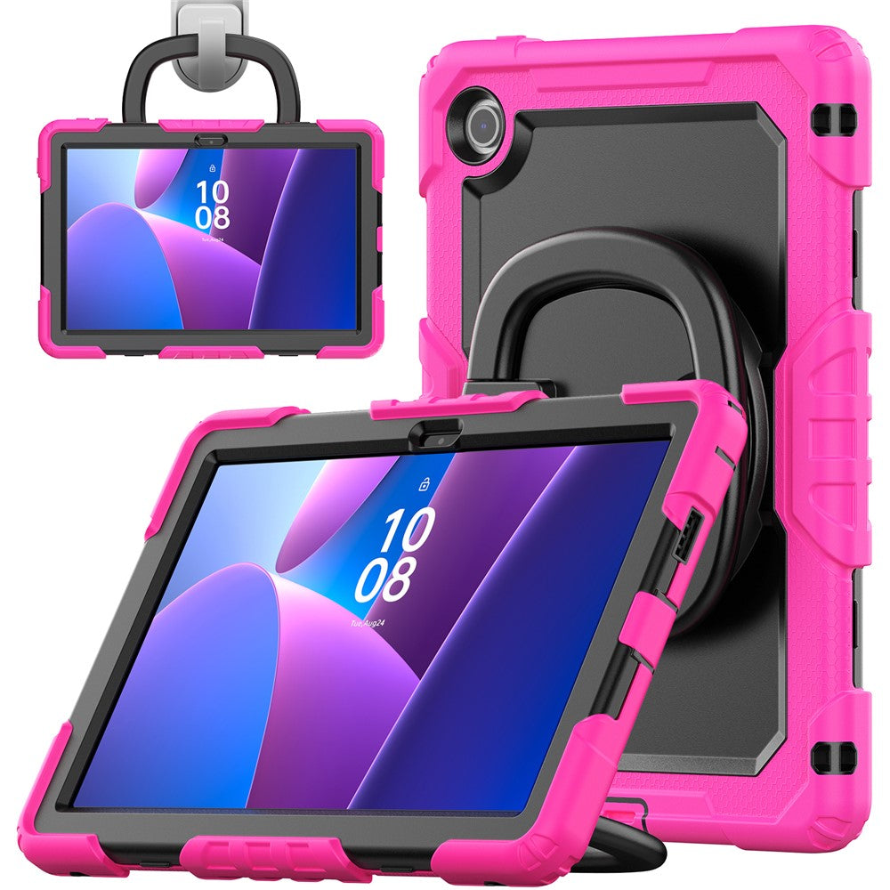For Lenovo Tab 10.1 (2025) TB-311XU / Tab TB311FU Case Ring Kickstand PC + Silicone Shockproof Tablet Cover - Rose