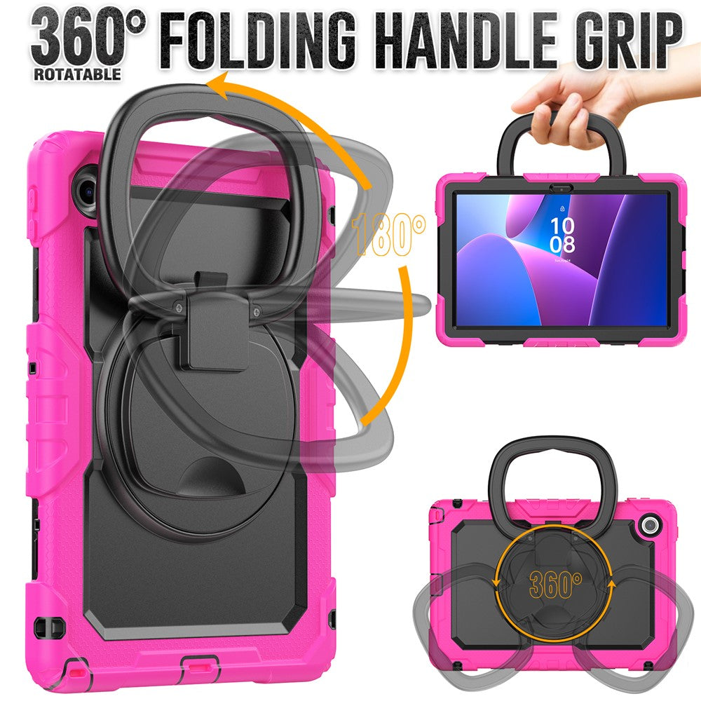 For Lenovo Tab 10.1 (2025) TB-311XU / Tab TB311FU Case Ring Kickstand PC + Silicone Shockproof Tablet Cover - Rose