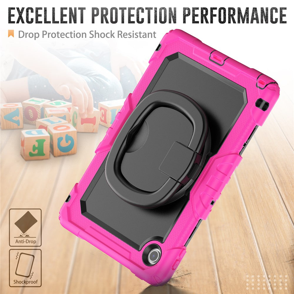 For Lenovo Tab 10.1 (2025) TB-311XU / Tab TB311FU Case Ring Kickstand PC + Silicone Shockproof Tablet Cover - Rose