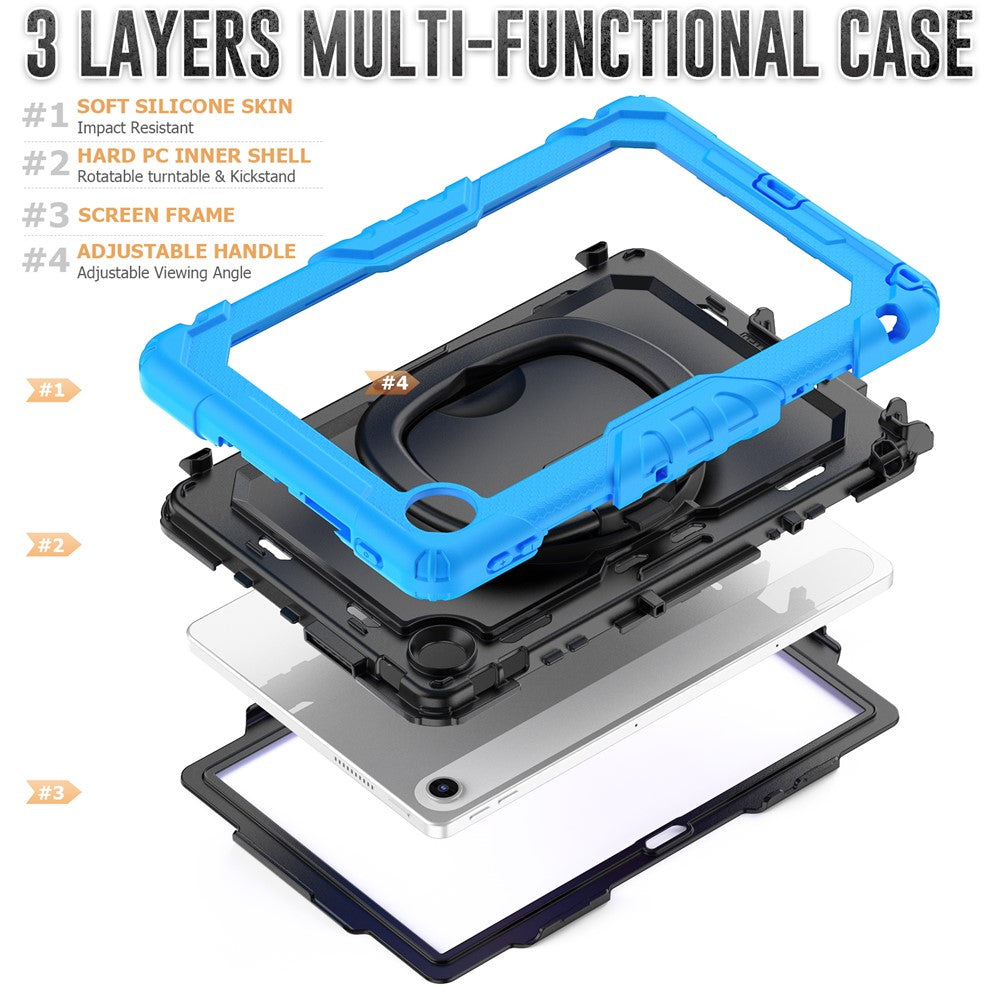 For Lenovo Tab 10.1 (2025) TB-311XU / Tab TB311FU Case Ring Kickstand PC + Silicone Shockproof Tablet Cover - Baby Blue