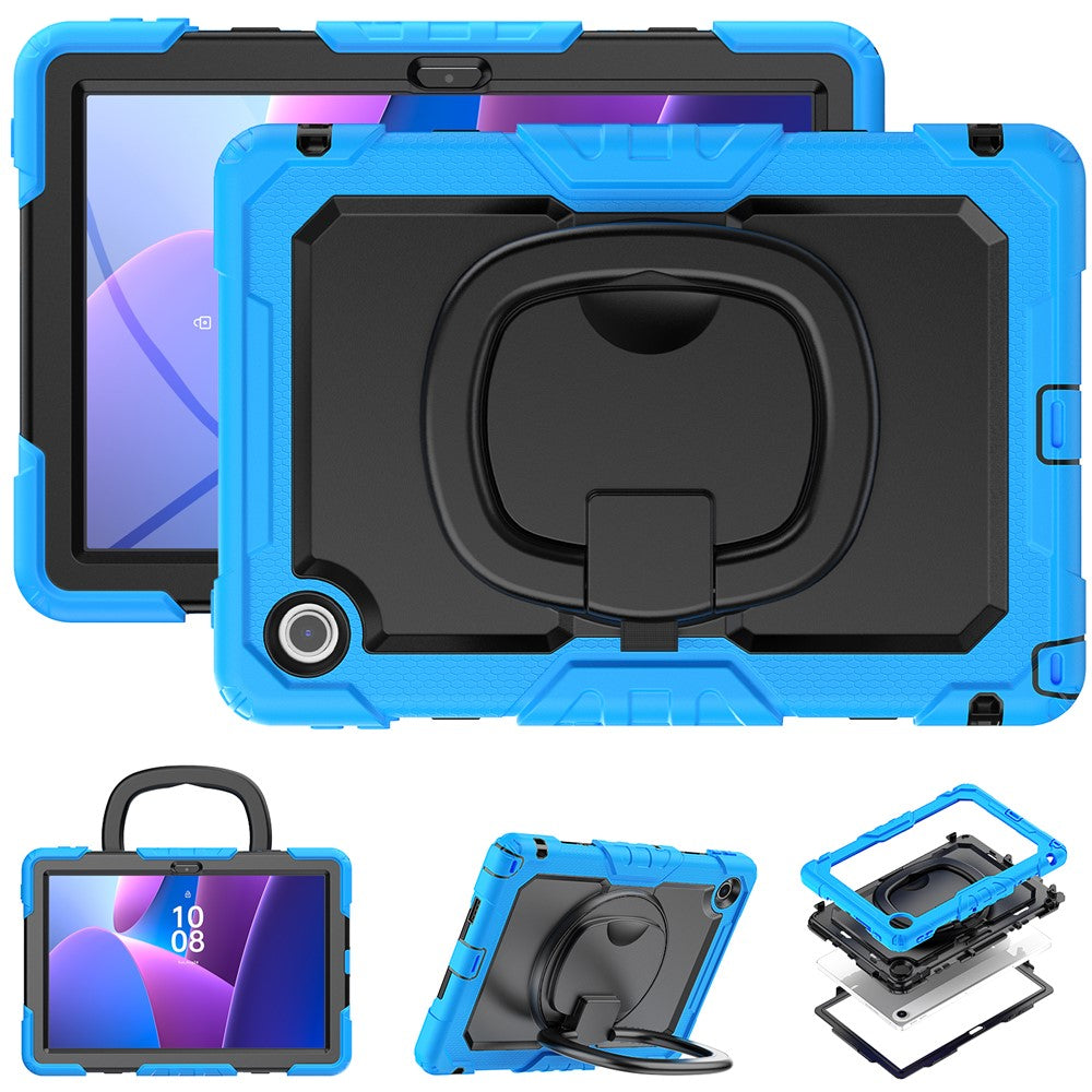 For Lenovo Tab 10.1 (2025) TB-311XU / Tab TB311FU Case Ring Kickstand PC + Silicone Shockproof Tablet Cover - Baby Blue