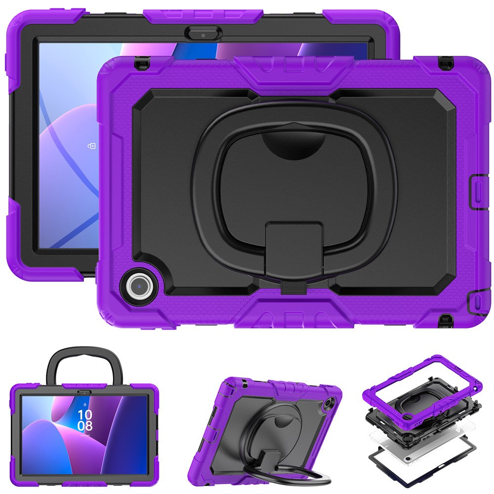 For Lenovo Tab 10.1 (2025) TB-311XU / Tab TB311FU Case Ring Kickstand PC + Silicone Shockproof Tablet Cover - Purple