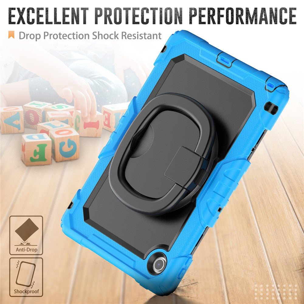 For Lenovo Tab 10.1 (2025) TB-311XU / Tab TB311FU Kickstand Case PC + Silicone Tablet Cover with Shoulder Strap - Baby Blue